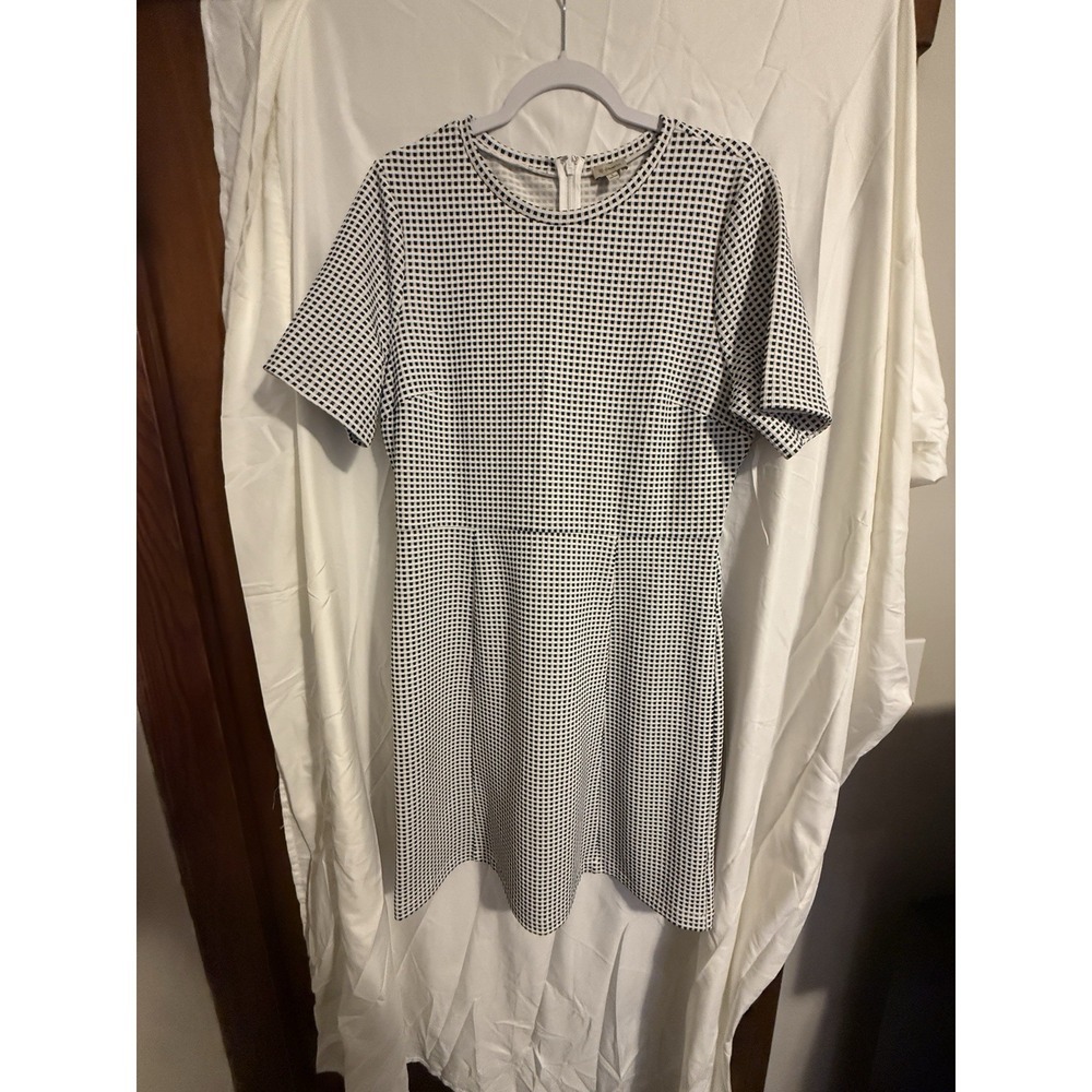 cremieux womens Black/white Grid Fit And Flare Dress Sz L - Picture 1 of 5